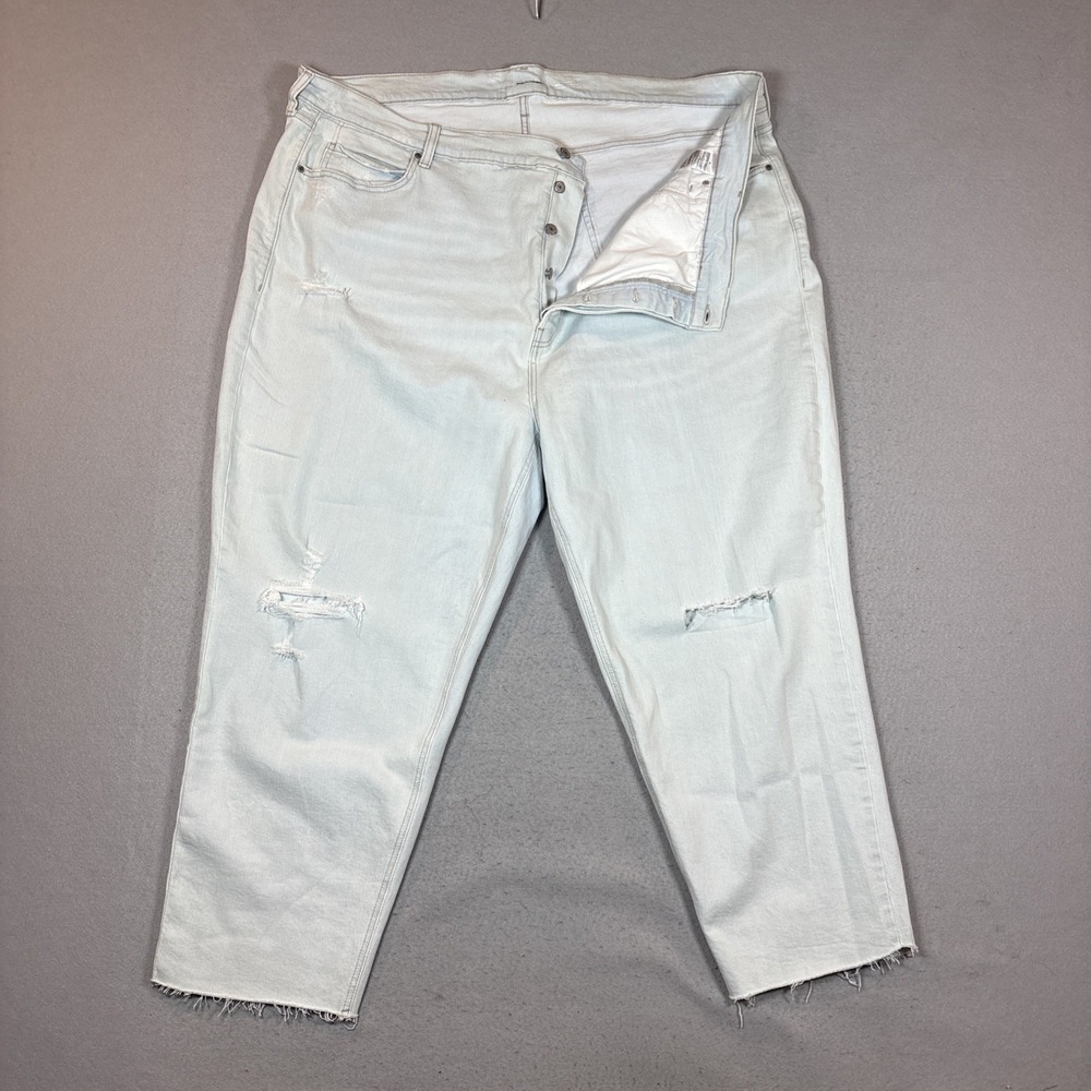 Old Navy Extra High Rise Sky Hi Straight Ankle Ripped Jeans Light Wash Sz 28 NWT